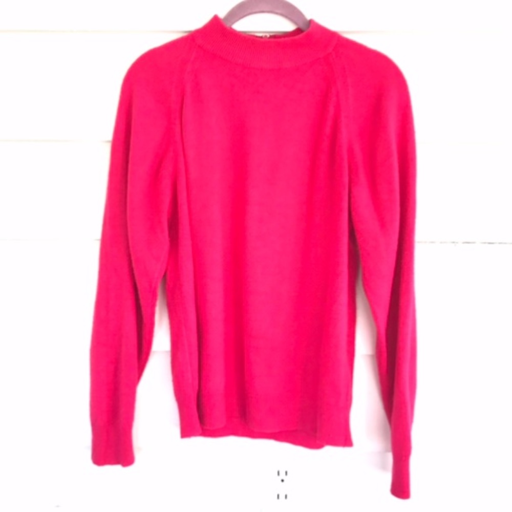 Bright Hot Pink Mock Neck Sweater Sz M